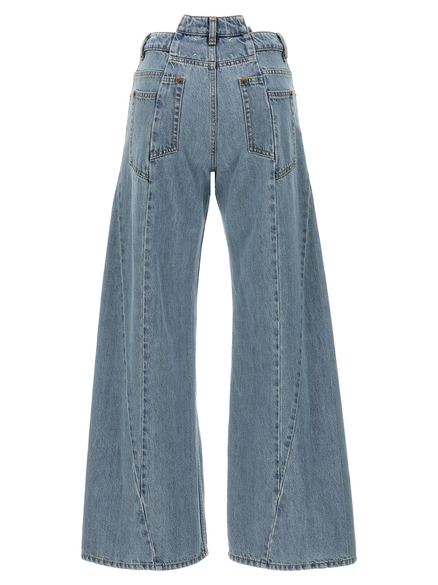 Jeans by Maison Margiela for women in denim cotton light-blue features a refined silhouette with a refined wide, defined by a and a refined long for a refined finish.