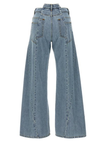 Jeans by Maison Margiela for women in denim cotton light-blue features a refined silhouette with a refined wide, defined by a and a refined long for a refined finish.