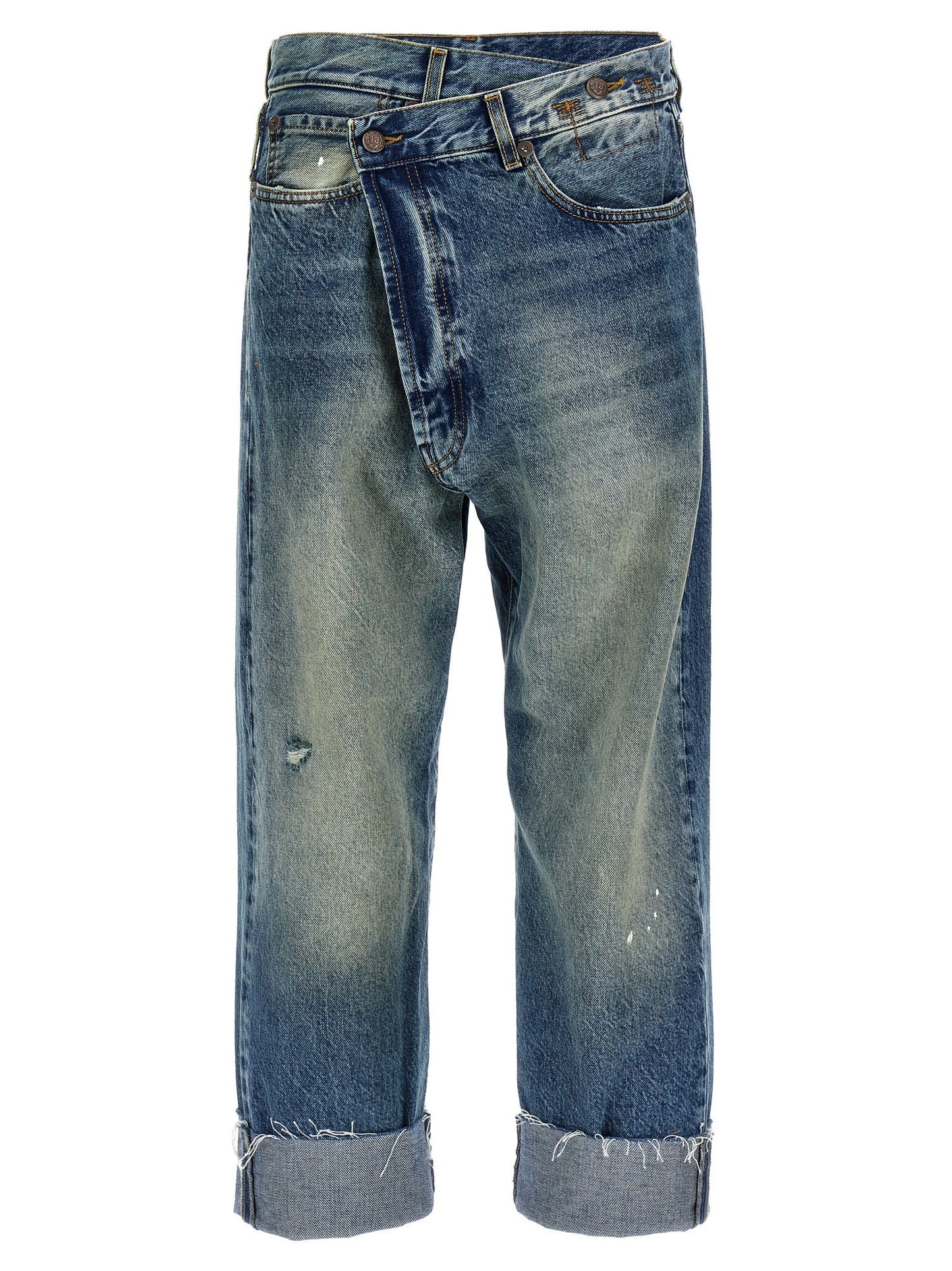 Jeans by R13 for women in cotton denim & patent leather blue & signature features a refined silhouette with a refined straight-leg, defined by a and a refined long for a refined finish.