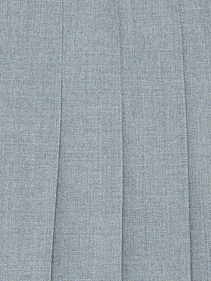 Skirt by Thom Browne for women in wool gray & signature features an tailored silhouette, artfully capturing the essence of Waves Women's Pleated Wool Long Skirt in a sophisticated long.