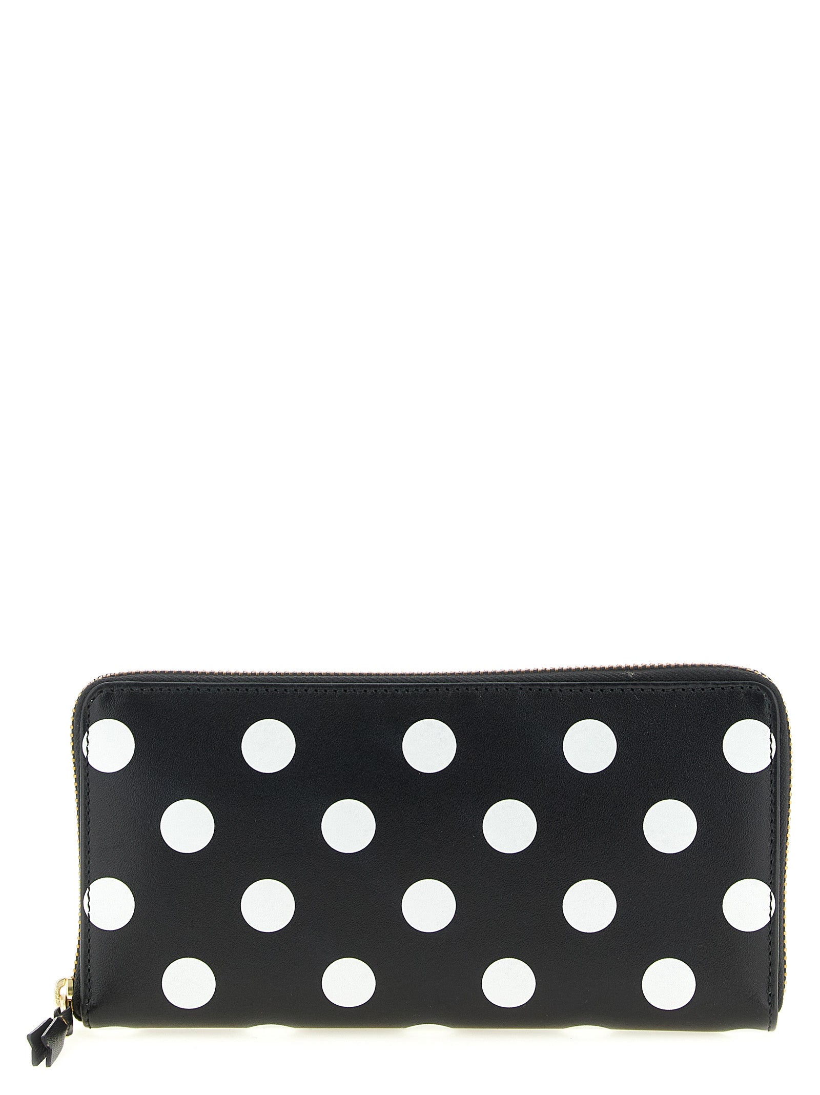 Wallet by Comme Des Garçons for men in calfskin leather bicolour, black, white, dots & print features a sleek silhouette, showcasing the sleek Calfskin Leather Wallet design with sophisticated for a premium look.