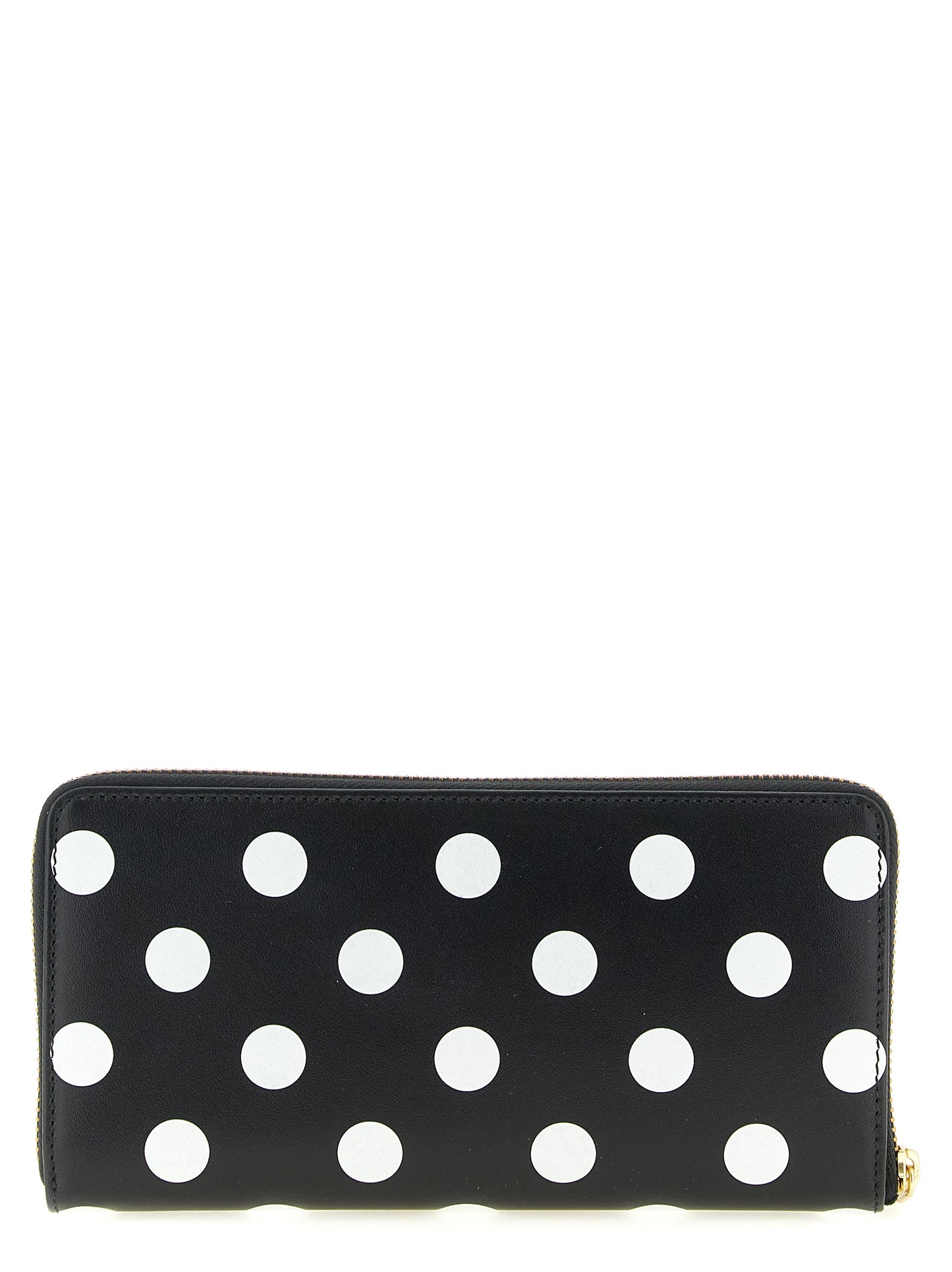 Wallet by Comme Des Garçons for men in calfskin leather bicolour, black, white, dots & print showcases a discerning silhouette, artfully capturing the essence of Calfskin Leather Wallet with its functional .