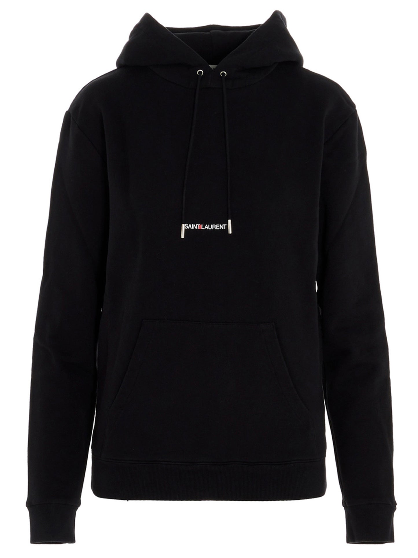 Sweatshirt Hoodie by Saint Laurent for women in cotton black & print features an dramatic silhouette, showcasing a sophisticated hooded neckline and dramatic for a refined, modern aesthetic.