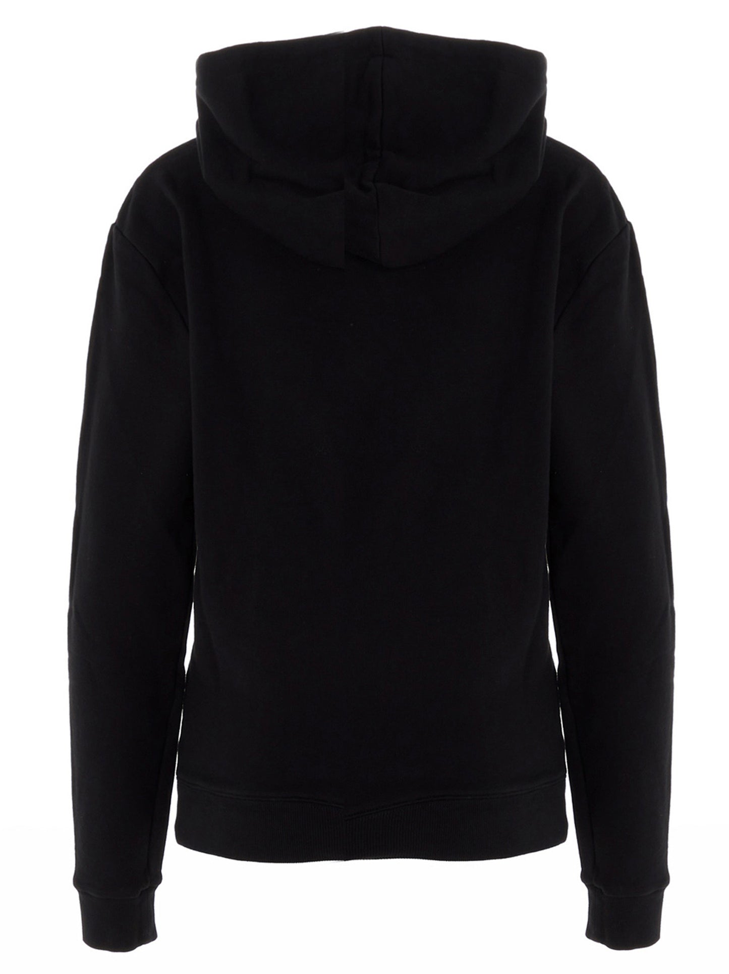 Sweatshirt Hoodie by Saint Laurent for women in cotton black & print features an luminous silhouette, showcasing a sophisticated hooded neckline and for a truly luminous look.