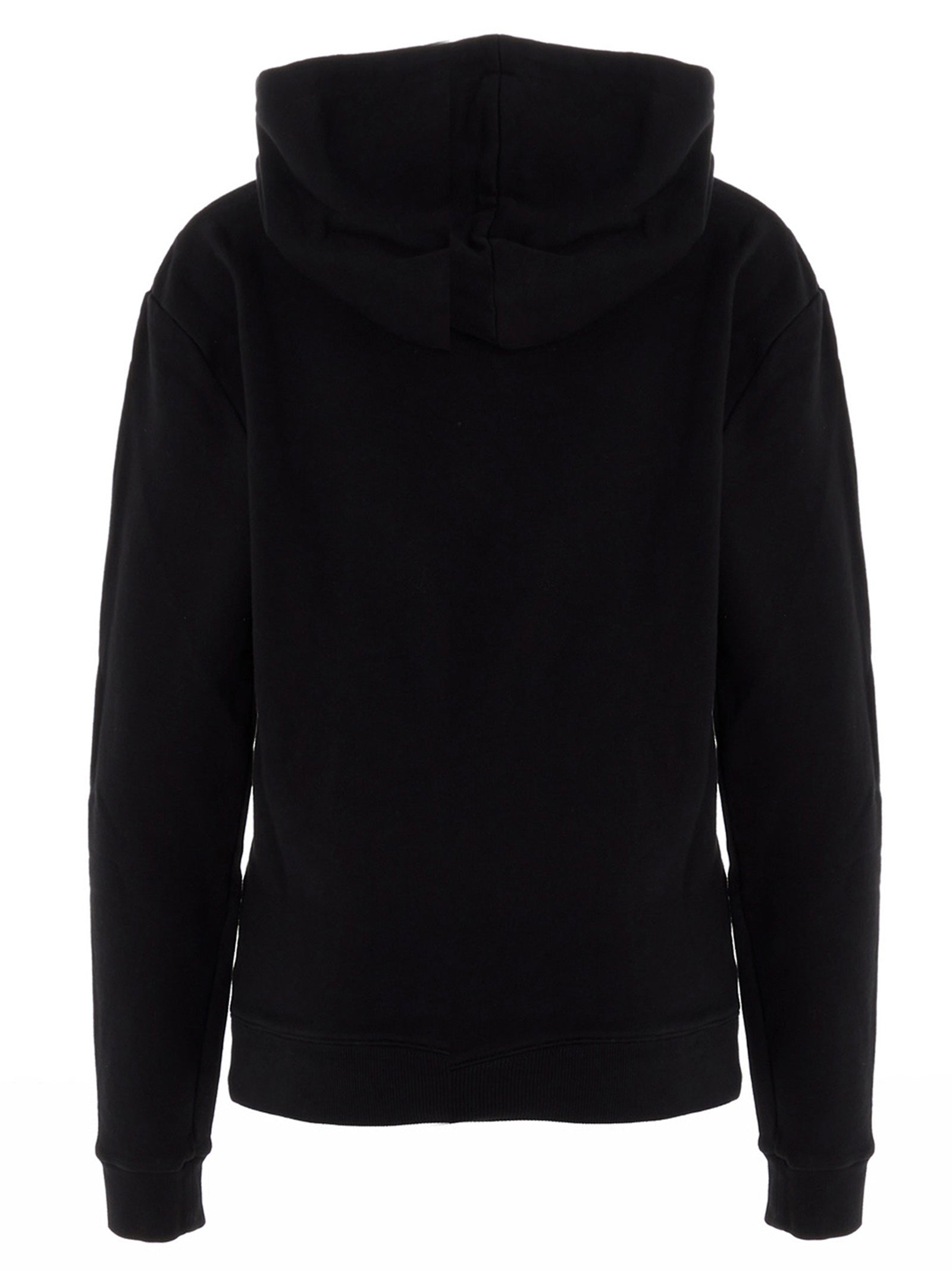 Sweatshirt Hoodie by Saint Laurent for women in cotton black & print features an luminous silhouette, showcasing a sophisticated hooded neckline and for a truly luminous look.