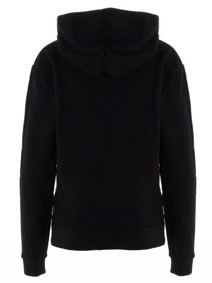 Sweatshirt Hoodie by Saint Laurent for women in cotton black & print features an luminous silhouette, showcasing a sophisticated hooded neckline and for a truly luminous look.