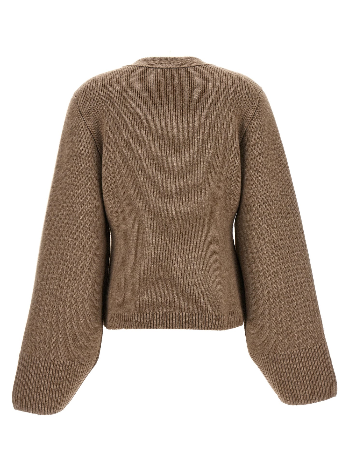 Cardigan by Khaite for women in cashmere brown features an impeccable silhouette, showcasing a sophisticated v-neck neckline and detail for a truly impeccable finish.