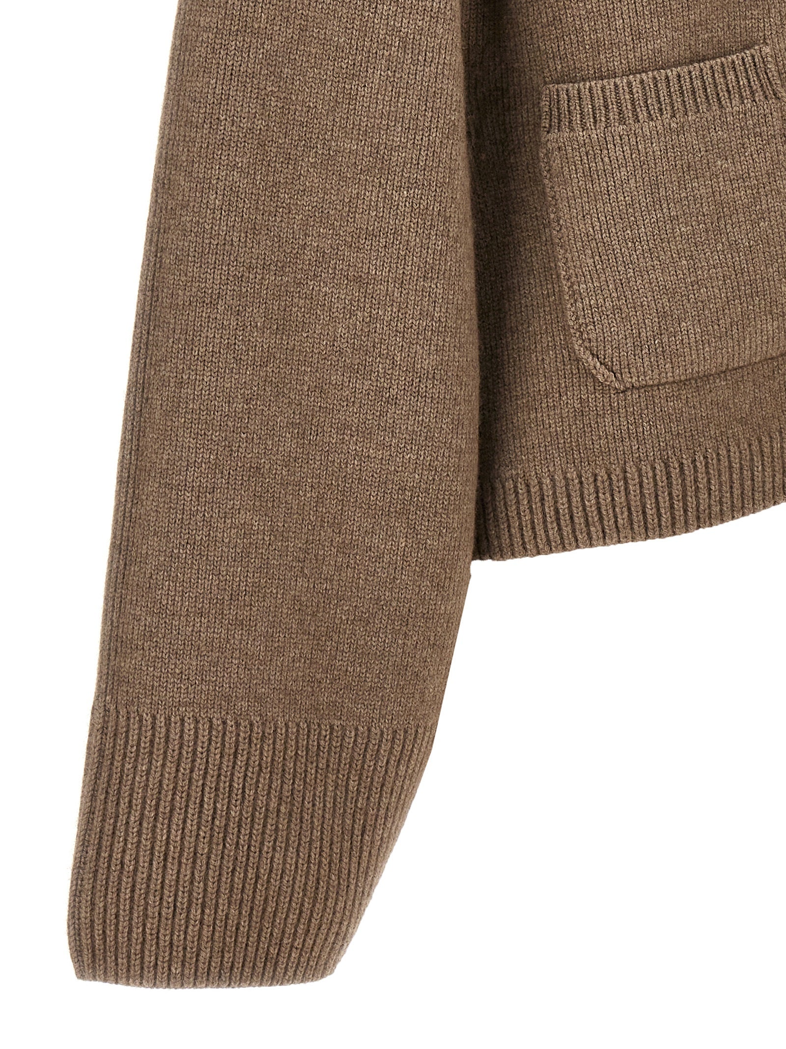 Cardigan by Khaite for women in cashmere brown showcases a luxurious silhouette, meticulously detailed with a sophisticated and for a refined finish.