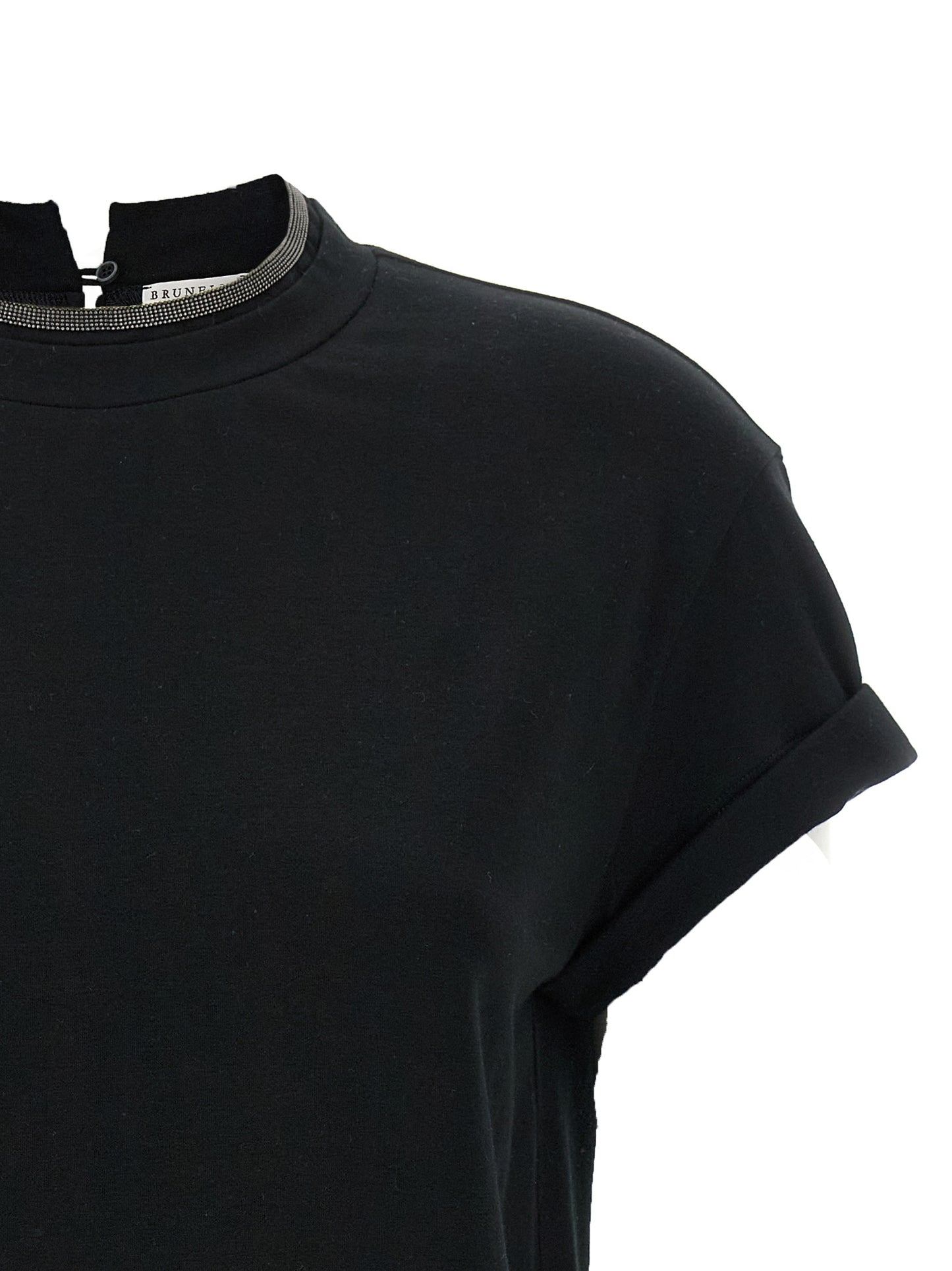T-Shirt by Brunello Cucinelli for women in stretch cotton black features a plush silhouette, showcasing a sophisticated and for a truly plush finish.