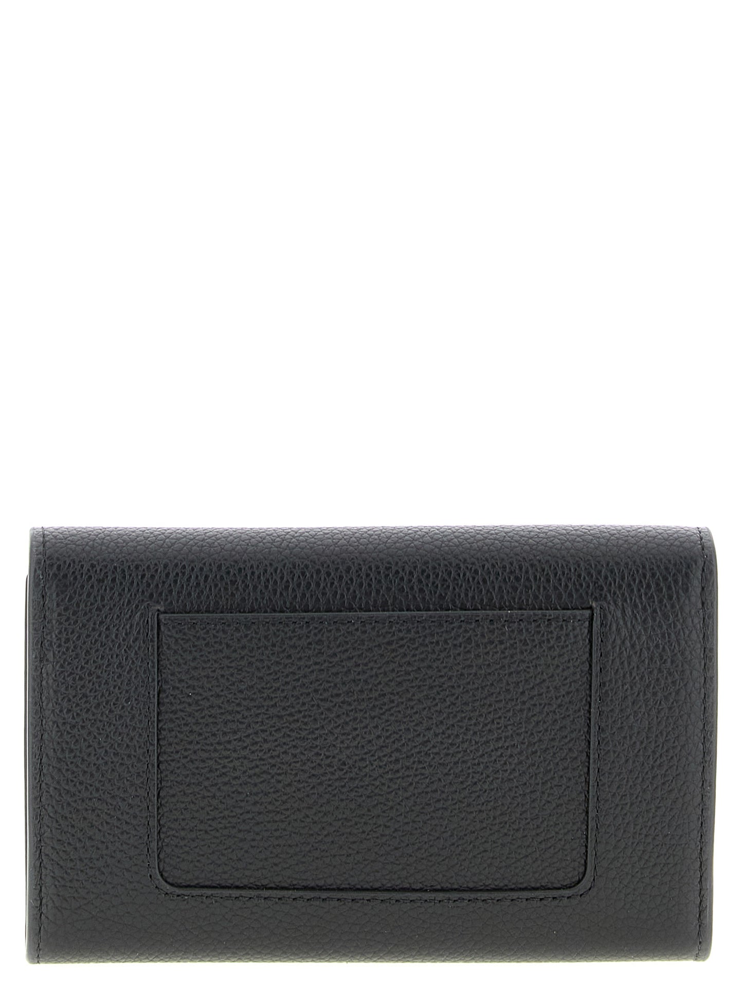 Cardholder Card Case by Mulberry for women in leather & metal black & gold features a sleek silhouette, showcasing the sleek design of the Darley Leather & Metal Cardholder Card Case with functional card-organization for a premium look.