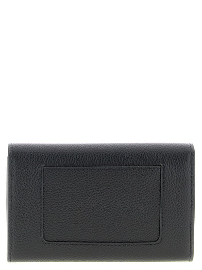 Cardholder Card Case by Mulberry for women in leather & metal black & gold features a sleek silhouette, showcasing the sleek design of the Darley Leather & Metal Cardholder Card Case with functional card-organization for a premium look.