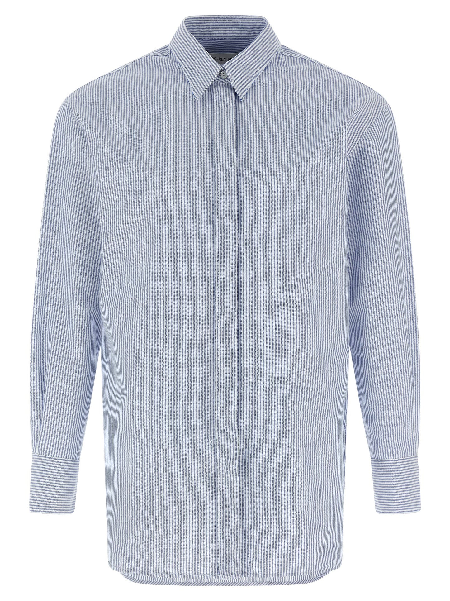 Blouse by Golden Goose for women in cotton light-blue, patterned & striped features an polished silhouette, showcasing a sophisticated and long-sleeve detail for a truly polished finish.