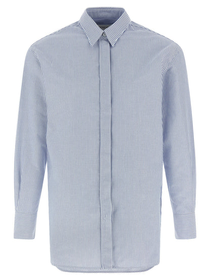 Blouse by Golden Goose for women in cotton light-blue, patterned & striped features an polished silhouette, showcasing a sophisticated and long-sleeve detail for a truly polished finish.