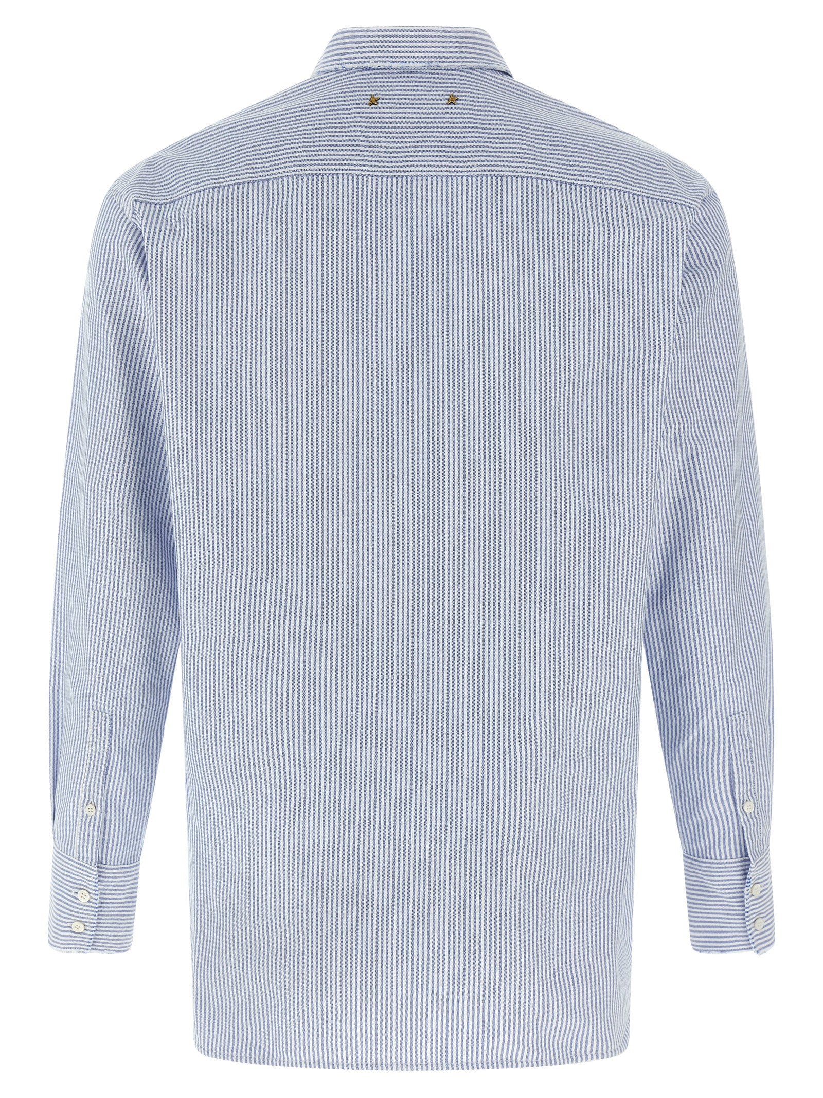 Blouse by Golden Goose for women in cotton light-blue, patterned & striped features an architectural silhouette with a refined and elegant for a architectural look.