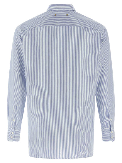 Blouse by Golden Goose for women in cotton light-blue, patterned & striped features an architectural silhouette with a refined and elegant for a architectural look.