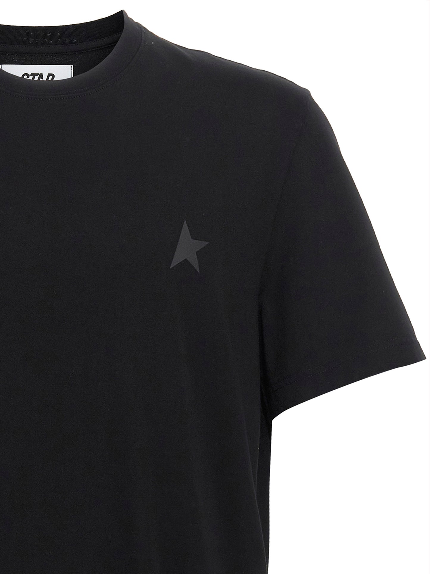 T-Shirt by Golden Goose for men in cotton black & print showcases a dramatic silhouette, elegantly detailed with a dramatic and for a truly dramatic finish.