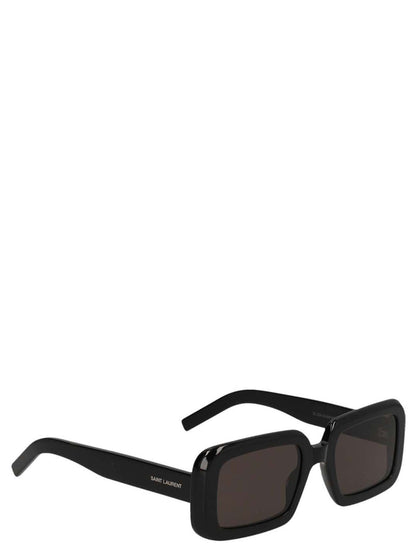 Sunglasses by Saint Laurent for women in calfskin leather black features an timeless square frame design with black coloured frame frames and for a timeless finish.