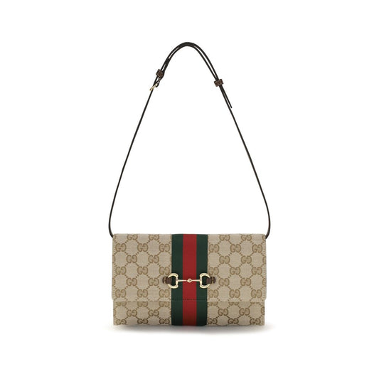 Cardholder Wallet by Gucci for women in polyester leather cotton canvas blue, brown, gold, red, monogram & striped showcases a distinguished silhouette, artfully capturing the essence of the distinguished Gg Horsebit Polyester Leather Cotton Canvas Cardholder Wallet design with functional card-organization compact-design.