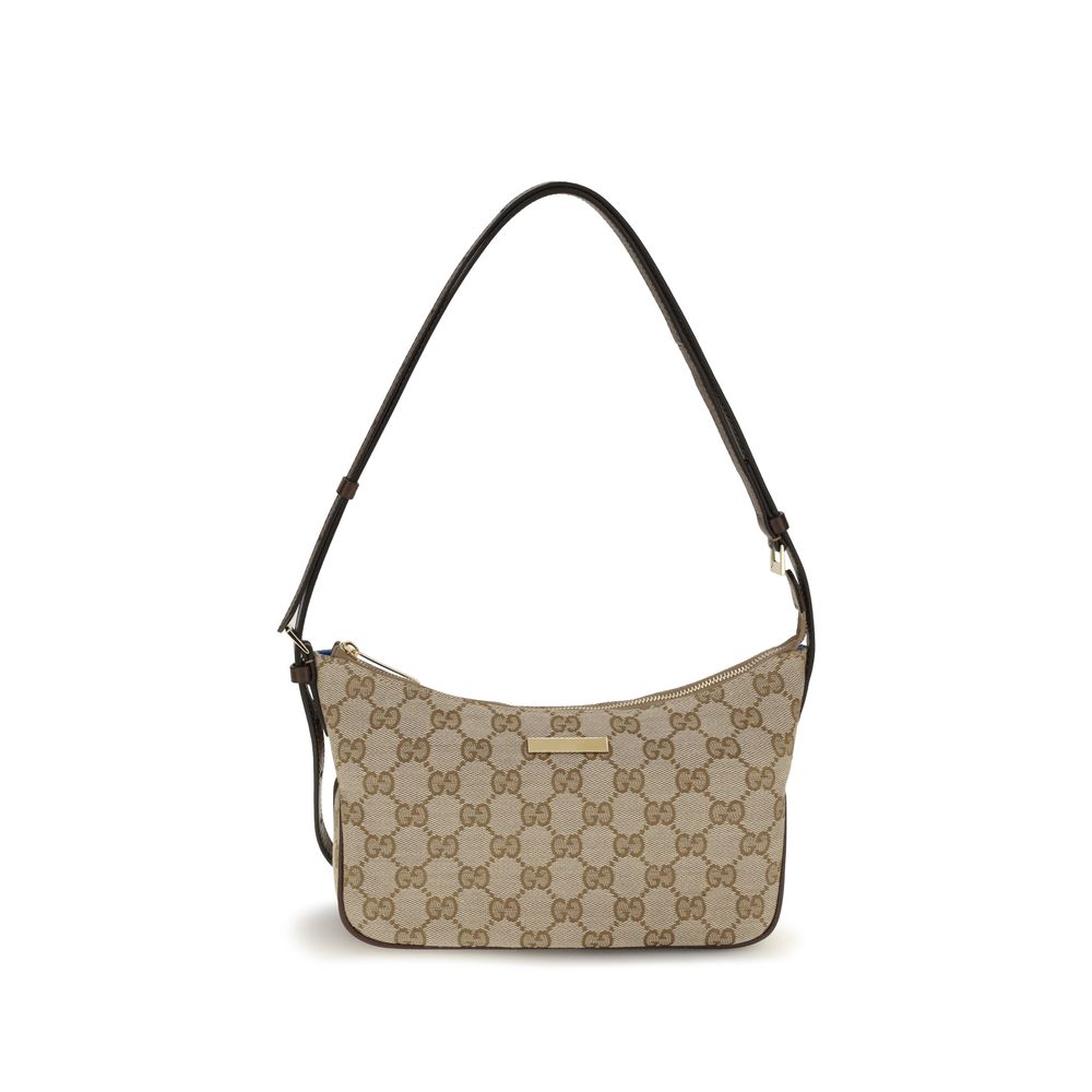 Small Flap Handbag by Gucci for women in polyester leather cotton canvas beige, gold & monogram features a refined silhouette, showcasing a secure zipper, organized , and versatile shoulder-strap, handle, adjustable-strap & detachable-strap for a refined finish.