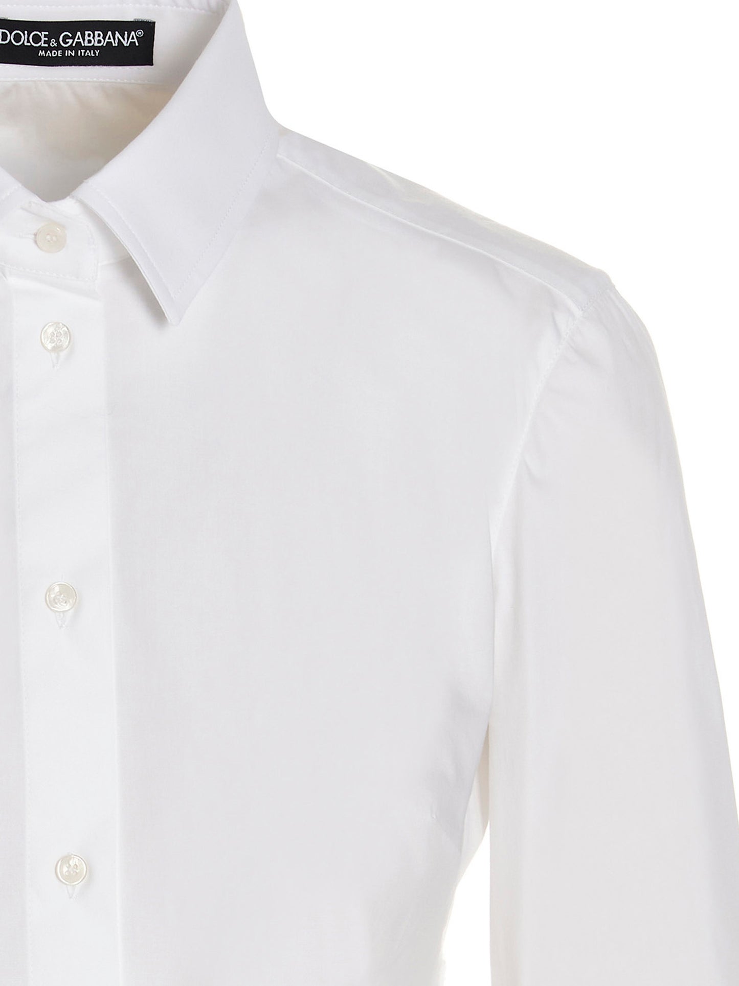 Blouse by Dolce & Gabbana for women in stretch polyamide cotton white features an polished silhouette, showcasing a sophisticated and detail for a truly polished finish.