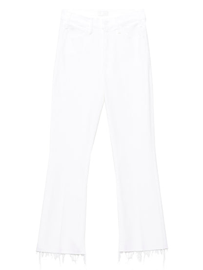 Jeans by Mother Denim for women in stretch denim cotton polyester white presents a refined pantology silhouette, artfully defined by a refined pantology flared, long, and a sophisticated .