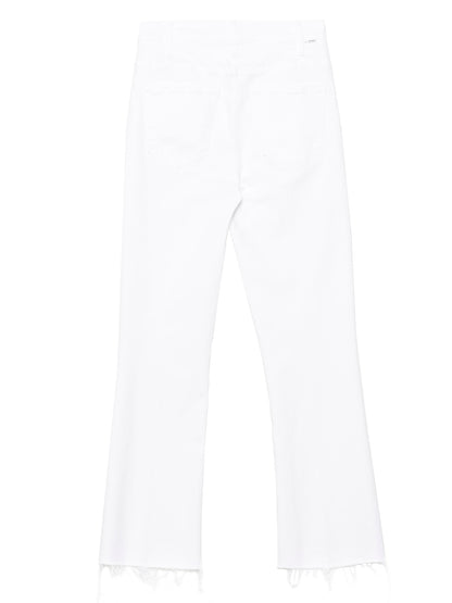 Jeans by Mother Denim for women in stretch denim cotton polyester white features a refined silhouette with a refined flared, defined by a and a refined long for a refined finish.