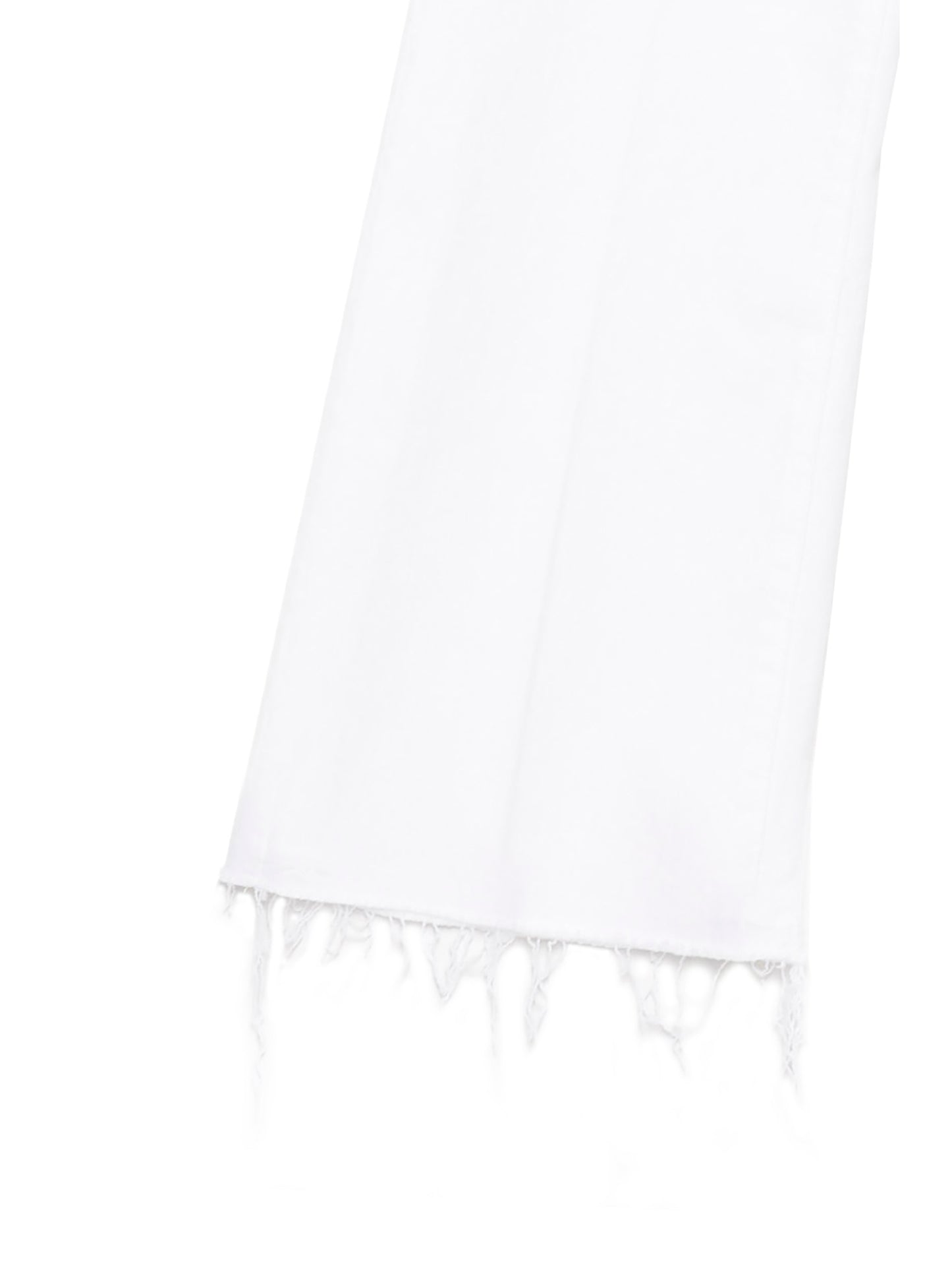 Jeans by Mother Denim for women in stretch denim cotton polyester white features a polished silhouette with a polished flared, reaching a polished long and finished with a polished .