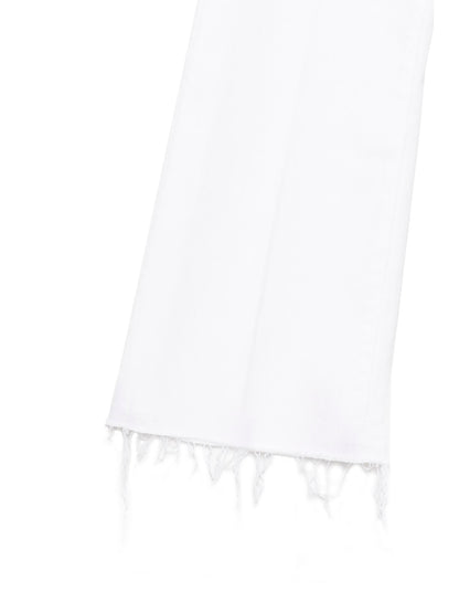 Jeans by Mother Denim for women in stretch denim cotton polyester white features a polished silhouette with a polished flared, reaching a polished long and finished with a polished .