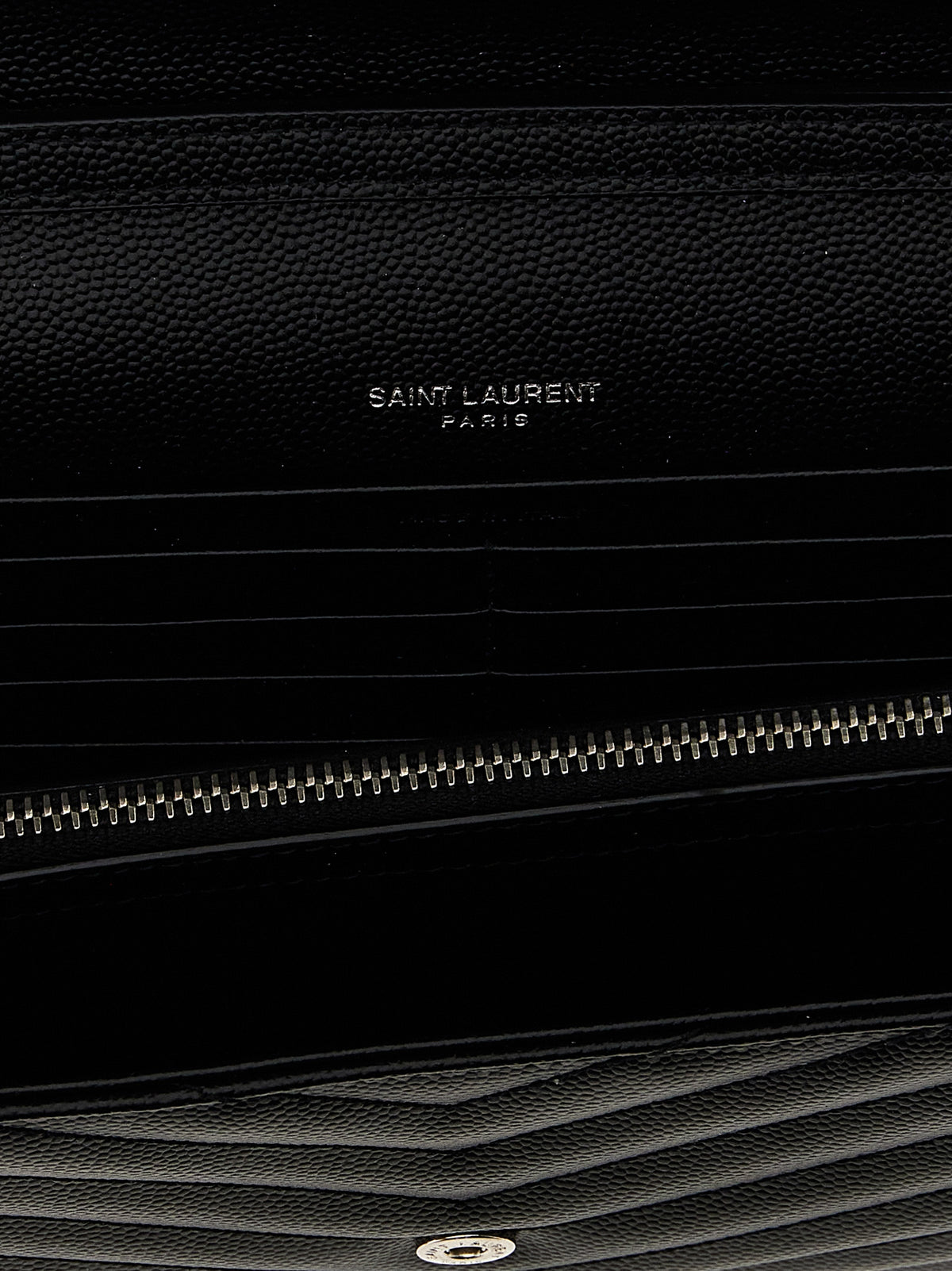 Saint Laurent Cassandre De Poudre Calfskin Leather Quilted Flap Clutch Handbag - Black
