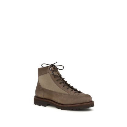 Lace-Up Ankle Boots by Brunello Cucinelli for men in bos taurus calf suede leather brown features an effortless chic silhouette from the Men's Bos Taurus Calf Suede Leather Lace-Up Ankle Boots collection, showcasing a effortless chic and refined for an effortless chic look.