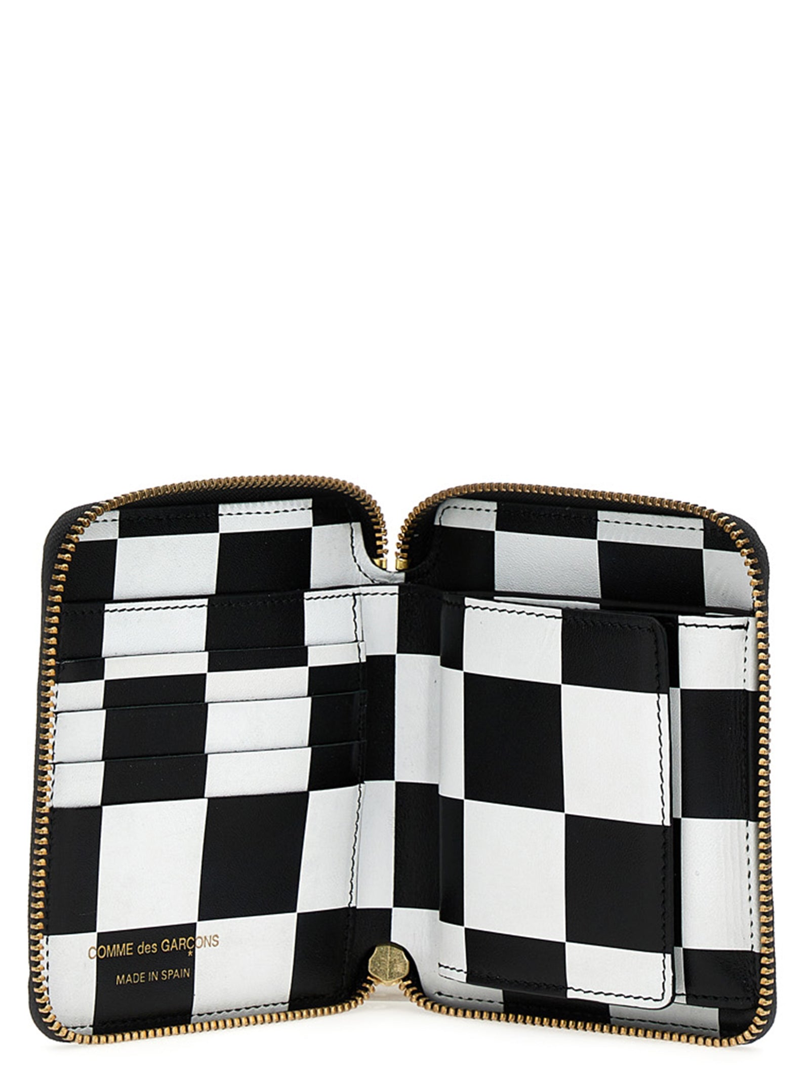 Cardholder Card Case by Comme Des Garçons for unisex in calfskin leather black & print features a sleek silhouette, showcasing the sleek design of the Calfskin Leather Cardholder Card Case with functional card-organization compact-design for a premium look.