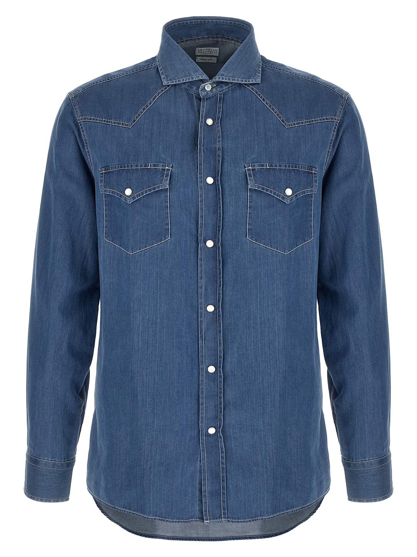 Brunello Cucinelli Essence Men's Denim Cotton Shirt - Blue