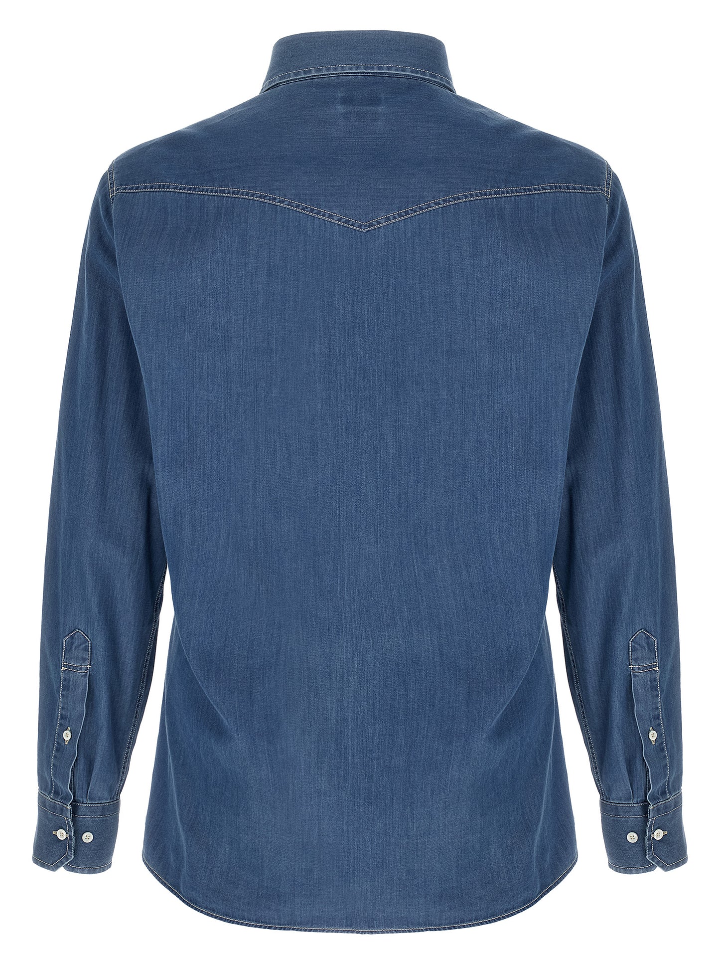 Brunello Cucinelli Essence Men's Denim Cotton Shirt - Blue