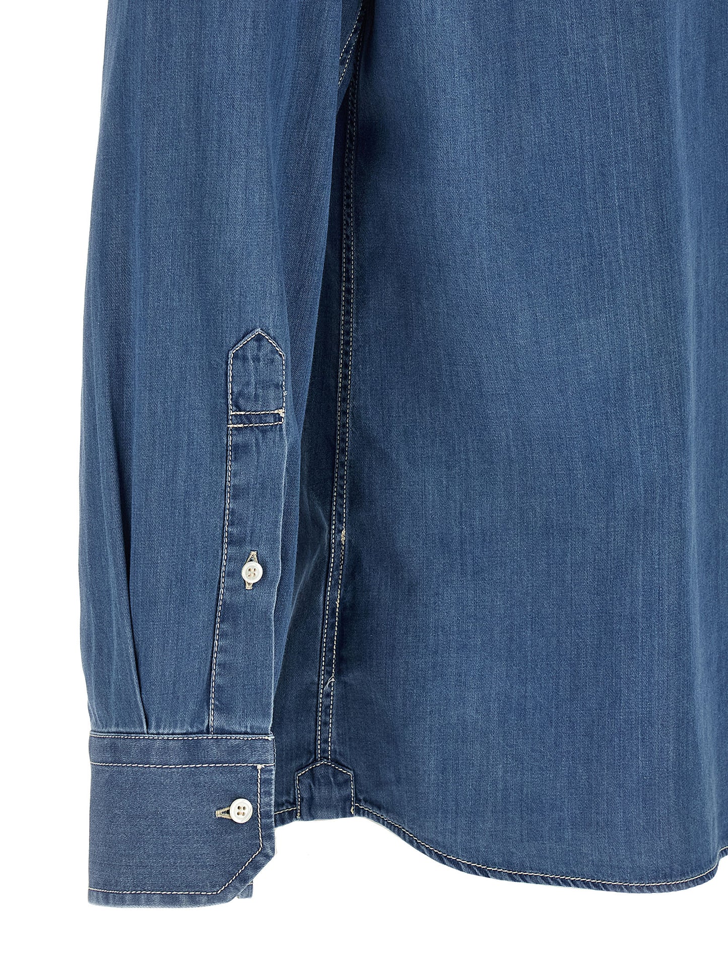 Brunello Cucinelli Essence Men's Denim Cotton Shirt - Blue