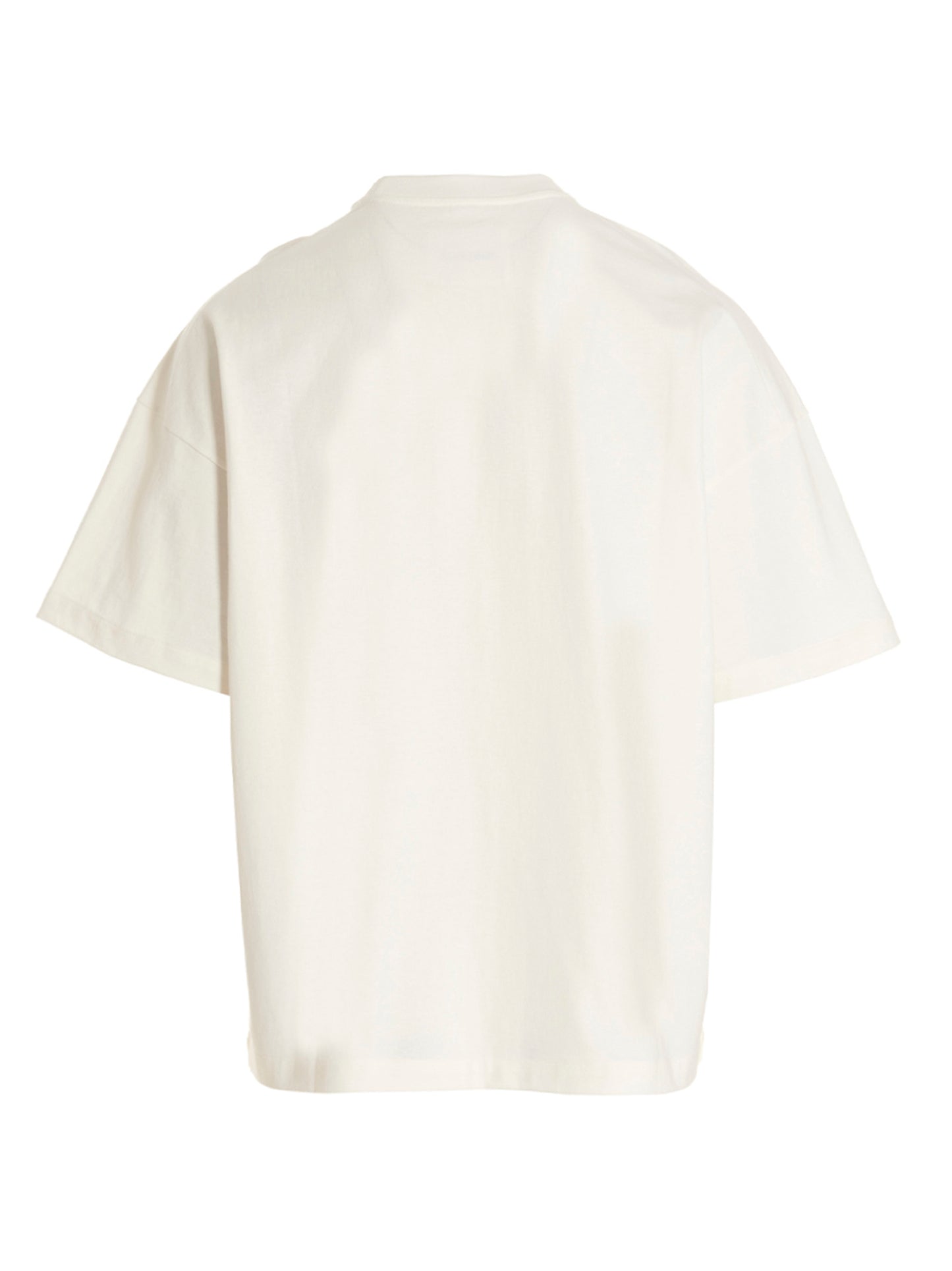 T-Shirt by Jil Sander for men in cotton bicolour, black, white & print showcases a unassuming silhouette, artfully detailed with a refined and unassuming for a sophisticated, contemporary look.