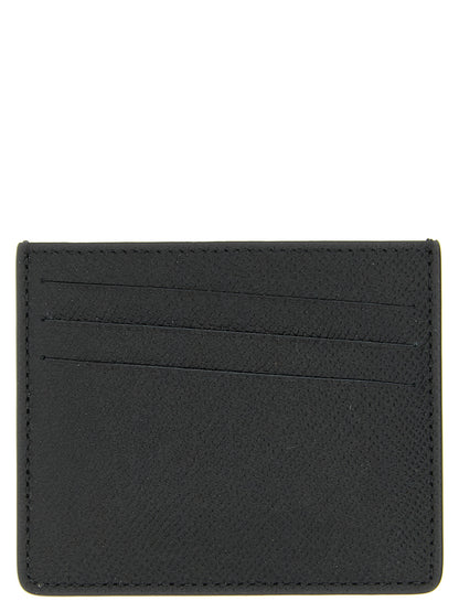 Cardholder Card Case by Maison Margiela for men in calfskin leather black & signature features a sleek silhouette, showcasing the sleek design of the Calfskin Leather Cardholder Card Case with functional card-organization for a premium look.