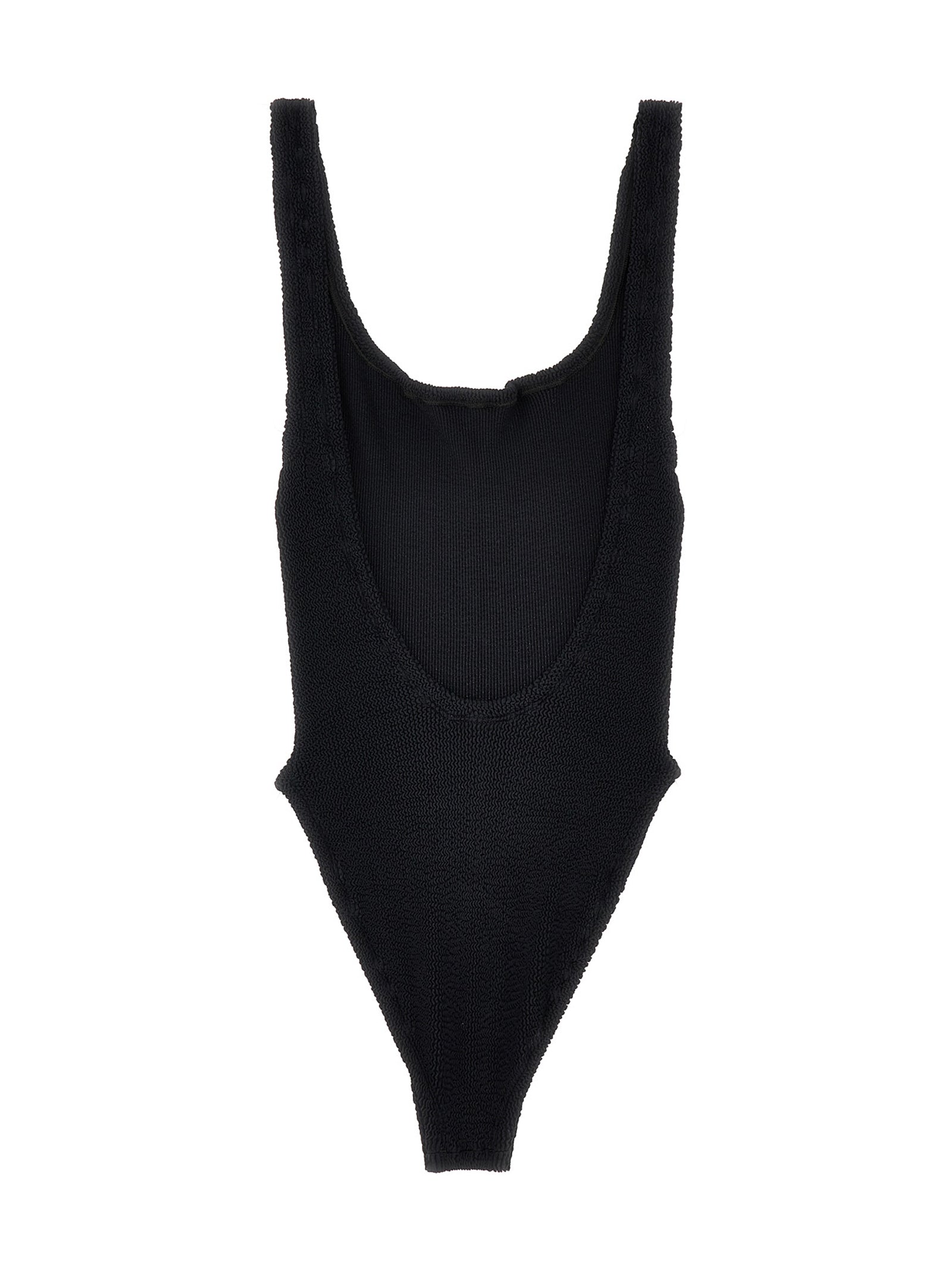 One-Piece Swimsuit by Hunza G for women in stretch polyamide black & signature features a exquisite silhouette, showcasing the exquisite design of this Women's Stretch Polyamide One-Piece Swimsuit with a exquisite fit and cut.
