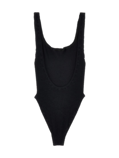 One-Piece Swimsuit by Hunza G for women in stretch polyamide black & signature features a exquisite silhouette, showcasing the exquisite design of this Women's Stretch Polyamide One-Piece Swimsuit with a exquisite fit and cut.