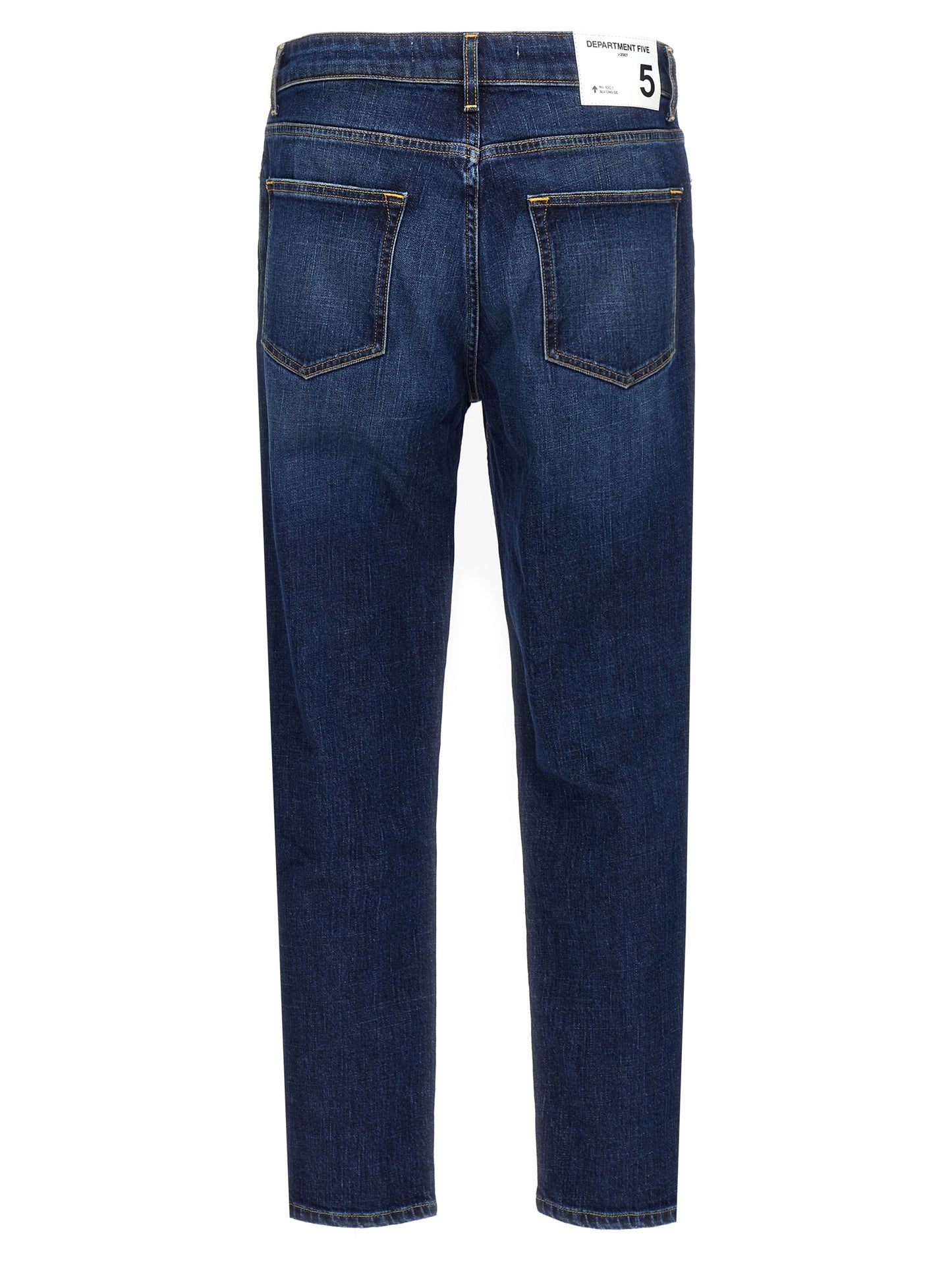 Jeans by Department 5 for men in stretch denim cotton blue features a polished silhouette with a polished straight-leg, reaching a polished long and finished with a polished .