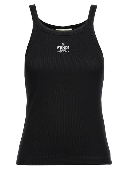 Tank Top by Fendi for women in stretch cotton black showcases a sublime silhouette, with sleeveless and details for a sublime finish.