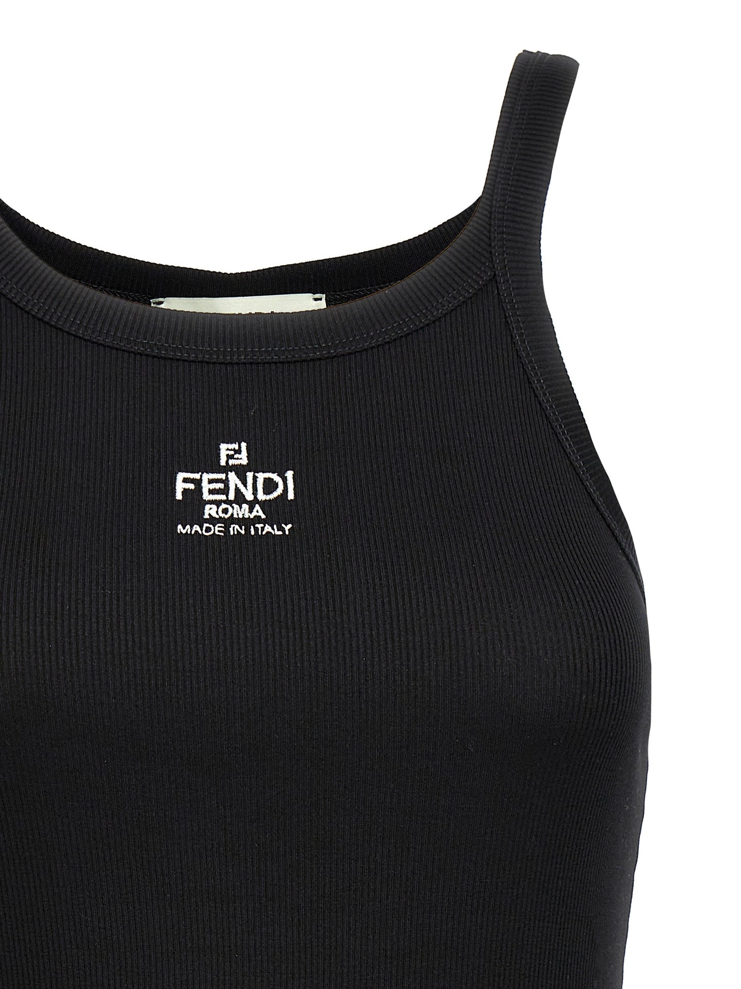 Tank Top by Fendi for women in stretch cotton black showcases a sumptuous silhouette, artfully detailed with a sumptuous and for a truly sumptuous finish.