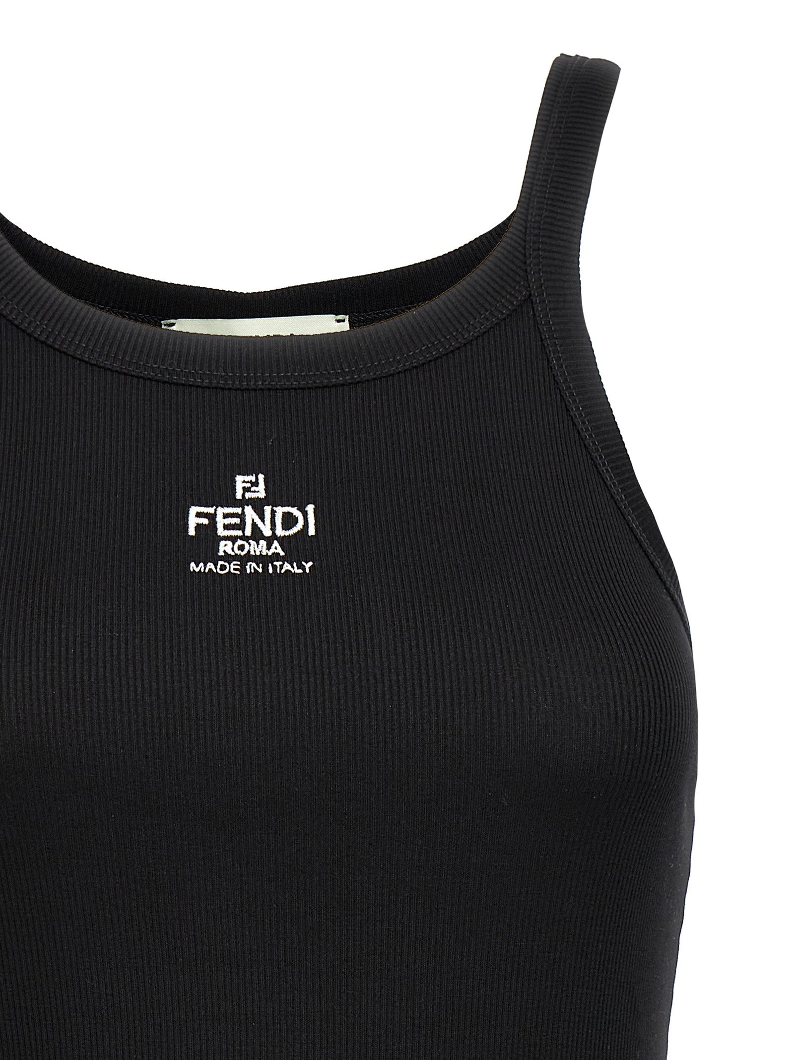 Tank Top by Fendi for women in stretch cotton black showcases a sumptuous silhouette, artfully detailed with a sumptuous and for a truly sumptuous finish.