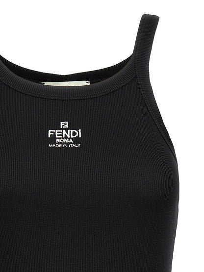 Tank Top by Fendi for women in stretch cotton black showcases a sumptuous silhouette, artfully detailed with a sumptuous and for a truly sumptuous finish.