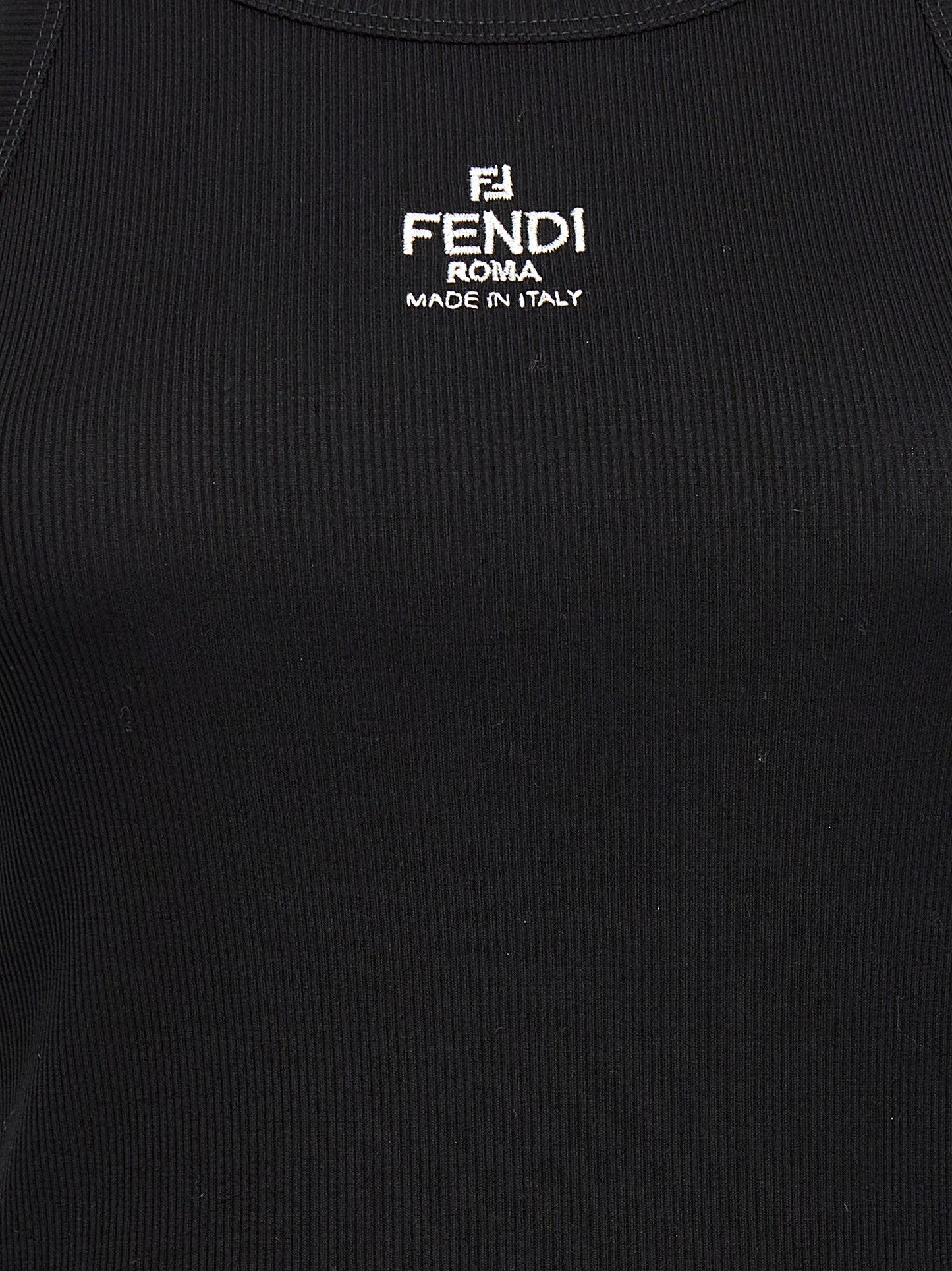 Tank Top by Fendi for women in stretch cotton black showcases a streamlined Women's Stretch Cotton Tank Top design with a streamlined and .