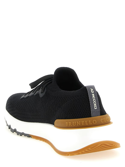 Athletic Sneakers Brunello Cucinelli men polyolefin polyethylene wool black featuring a avant-garde Men's Sock Athletic Polyolefin Polyethylene Wool Sneakers design with a avant-garde sock athletic style for a refined finish.