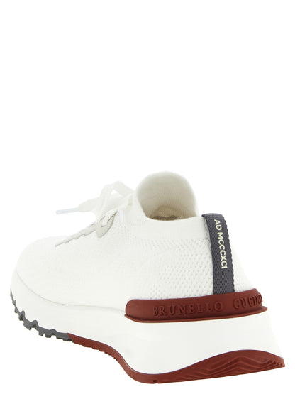 Athletic Sneakers by Brunello Cucinelli for men in polyolefin polyethylene & wool white features an timeless silhouette from the Men's Sock Athletic Polyolefin Polyethylene & Wool Sneakers collection, showcasing a timeless sock athletic style for a timeless look.