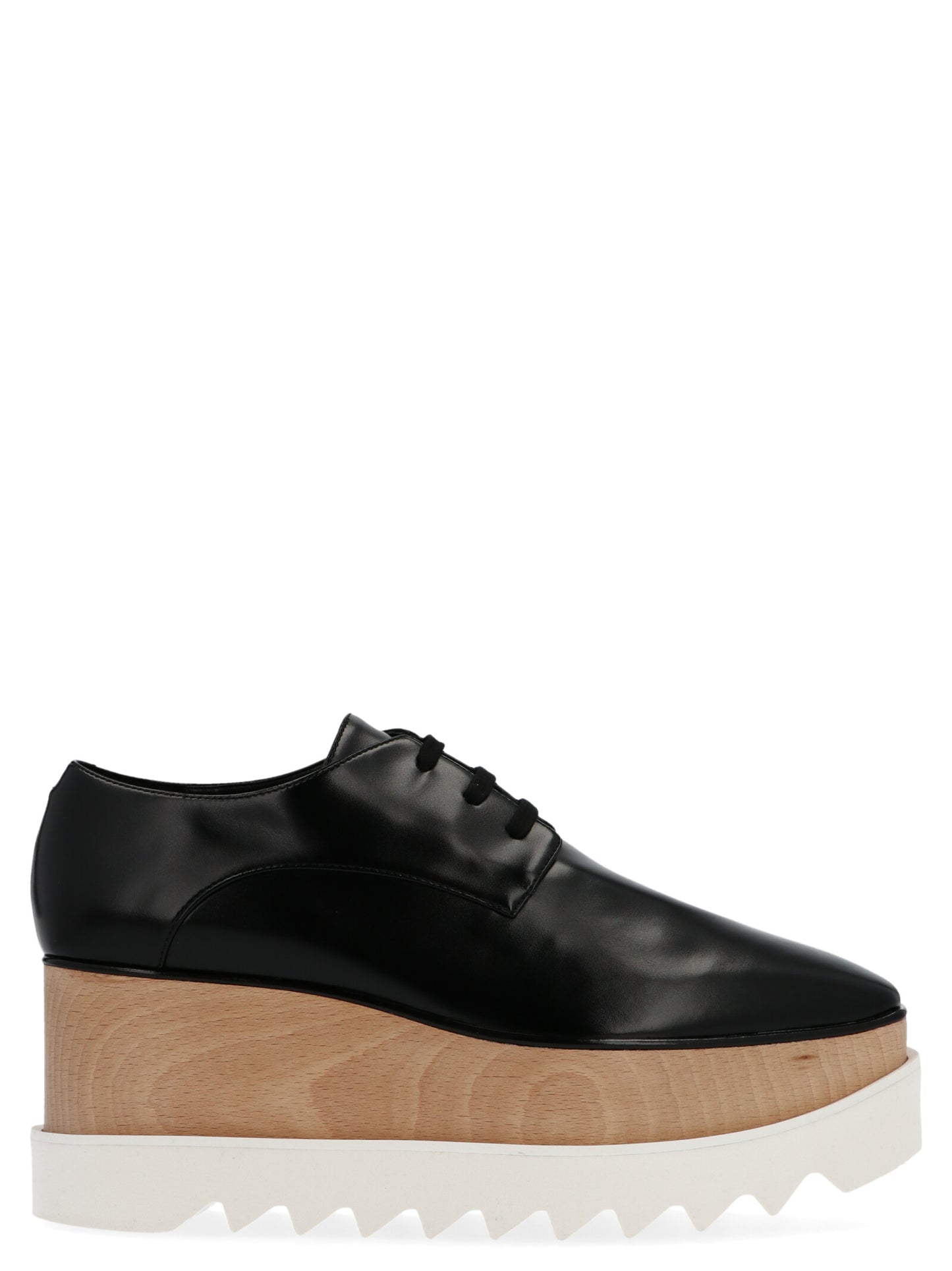 Stella McCartney Women's Polyester Polyethylene Polyurethane Leather Wedge Lace-Up Sandals - Black Signature