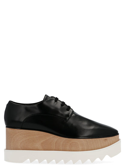 Stella McCartney Women's Polyester Polyethylene Polyurethane Leather Wedge Lace-Up Sandals - Black Signature