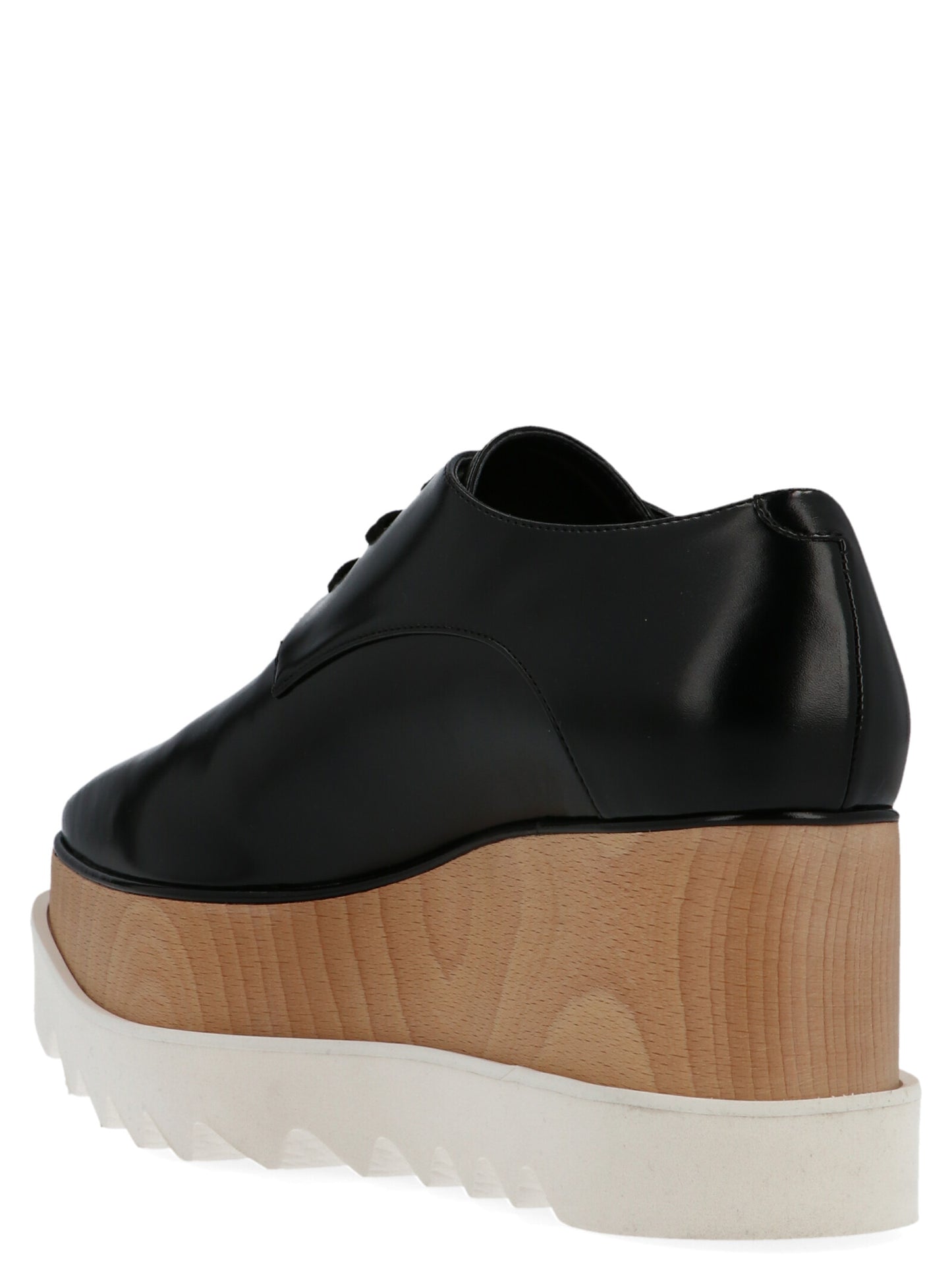 Stella McCartney Women's Polyester Polyethylene Polyurethane Leather Wedge Lace-Up Sandals - Black Signature