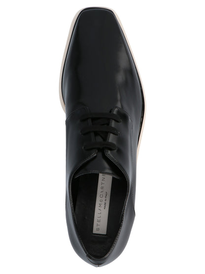 Stella McCartney Women's Polyester Polyethylene Polyurethane Leather Wedge Lace-Up Sandals - Black Signature